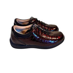 Drew Women's Burgundy Patent Leather Orthopedic Lace-Up Walking Shoes Size 7M